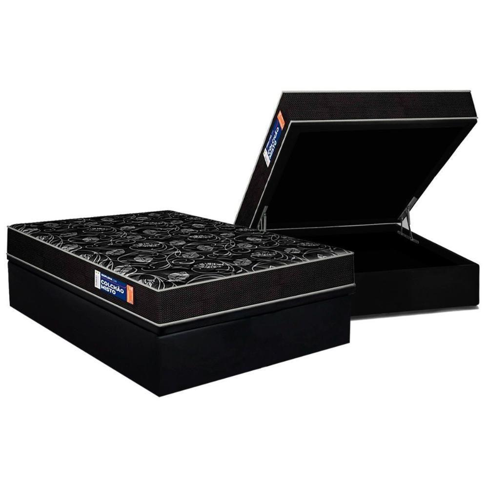 Conjunto Box Baú Casal: Colchão Espuma Plumatex D28 IsoPluma Vip + Base CRC Suede Black(138x188) - 1