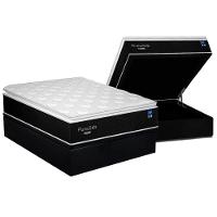 Conjunto Box Baú Casal: Colchão Molas Plumatex Ensacadas Plumastar + Base CRC Suede Black(138x188) - 1