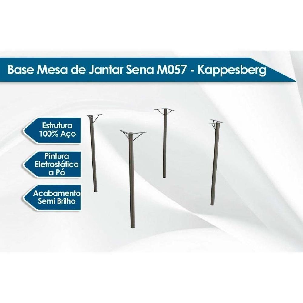 Sala de Jantar Completa Sena Tampo Madeirado 90x160cm e 4 Cadeiras Florença Niquel/Nogueira - Capuccino - Kappesberg - 6