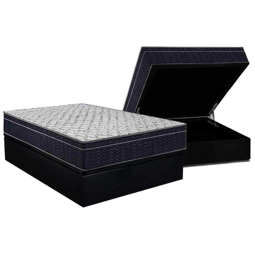 Conjunto Box Baú Casal: Colchão Espuma Ortobom D45 / Airtech 150 + Base CRC Suede Black(138x188) - 1