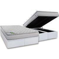 Conjunto Box Baú Queen: Colchão Espuma Luckspuma MasterPocket Luck Spring + Base CRC Courano White(158x198) - 1