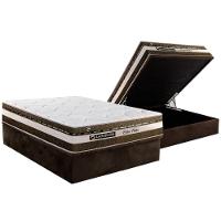 Conjunto Box Baú Casal: Colchão Espuma Luckspuma MasterPocket Esplendor + Base CRC Suede Brown(138x188) - 1