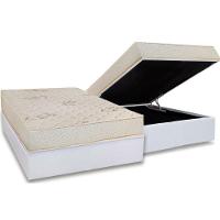 Conjunto Box Baú Casal: Colchão Espuma Luckspuma D45 Gran Luck Floral Pró Saúde + Base CRC Courano White(138x188) - 1