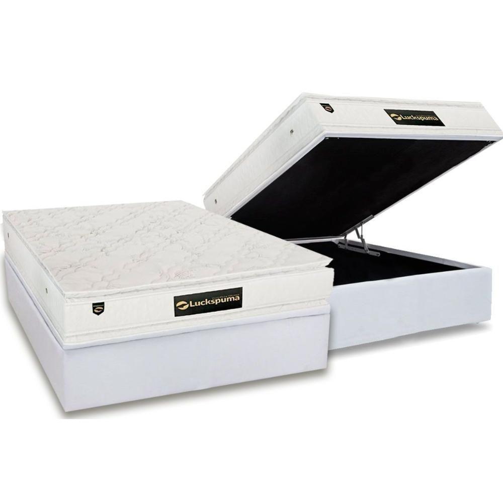 Conjunto Box Baú Casal: Colchão Espuma Luckspuma MasterPocket Satisfaction Plus White + Base CRC Courano White(138x188) - 1