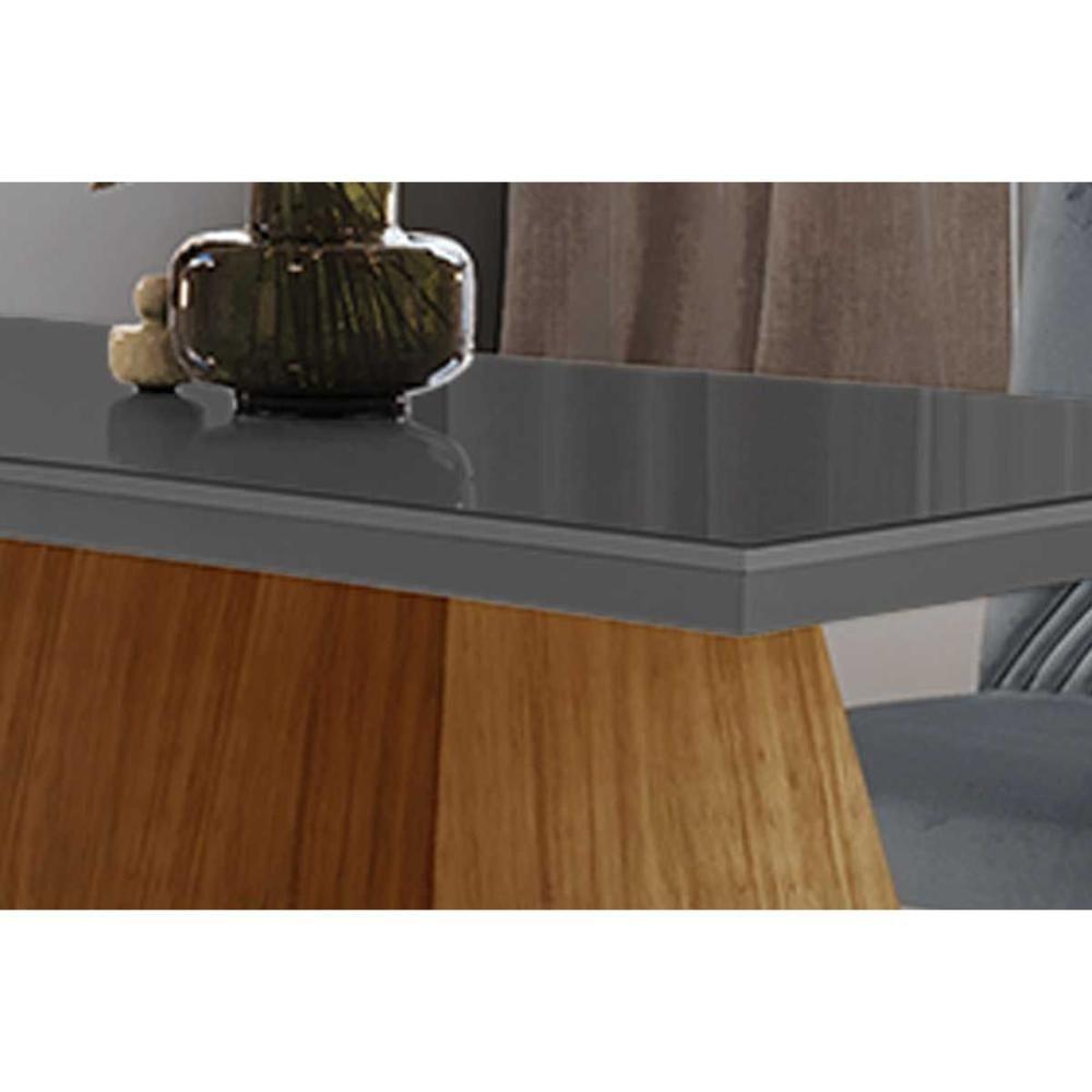 Sala de Jantar Completa Luna Tampo Madeirado c/ Vidro Reto 120x80 e 4 Cadeiras Amsterdã Imbuia - Veludo Creme - Rufato - 4