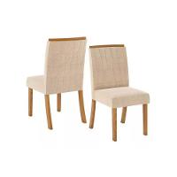 Sala de Jantar Completa Luiza SC42 Tampo Madeirado c/ Vidro Canto Curvo 120x80cm e 4 Cadeiras Tauá Nature/Linho - Henn - 6