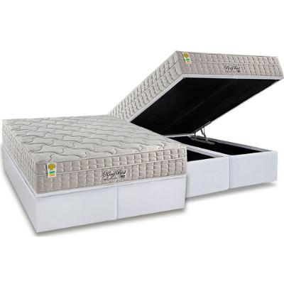 Conjunto Box Baú King: Colchão Espuma Anjos Molas Ensacadas MasterPocket King Best New + Base CRC Courano White(193x203)