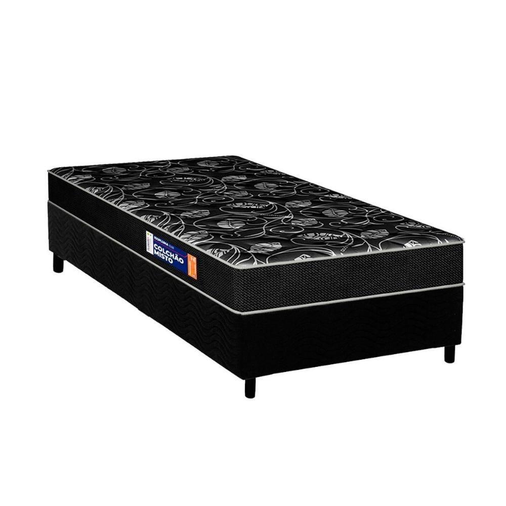 Conjunto Box Solteiro: Colchão Espuma Plumatex D28 IsoPluma Vip + Base CRC Suede Black(88x188) - 1
