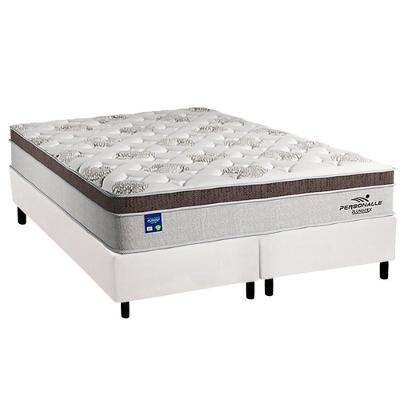 Conjunto Box Queen: Colchão Molas Plumatex Ensacadas / Personalle + Base CRC Courano White(158x198)