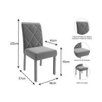 Sala de Jantar Completa Ágata Tampo Madeirado c/ Vidro 130x80cm e 4 Cadeiras Fernanda Madeirado/Linho Grafite - Cimol - 2