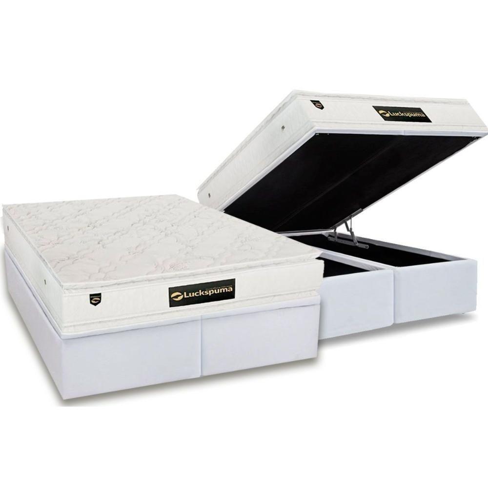 Conjunto Box Baú King: Colchão Espuma Luckspuma MasterPocket Satisfaction Plus White + Base CRC Courano White(193x203) - 1