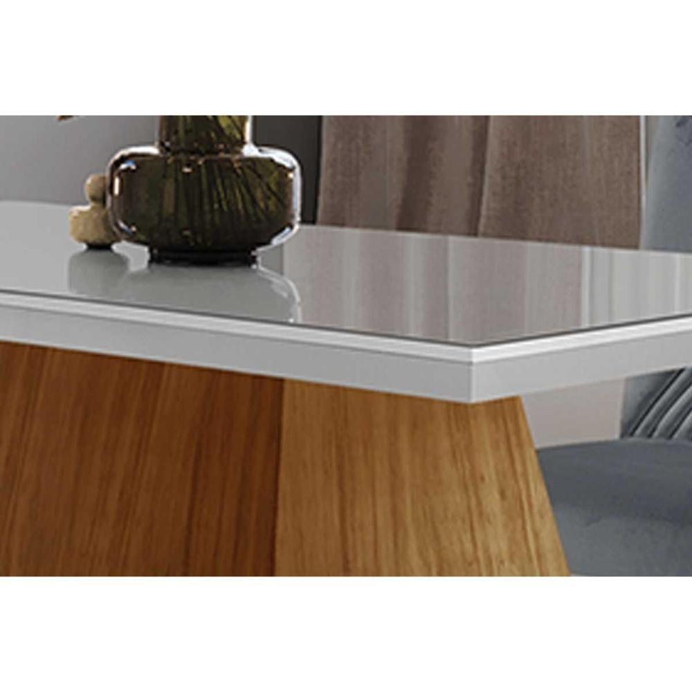 Sala de Jantar Completa Luna Tampo Madeirado c/ Vidro Reto 120x80 e 4 Cadeiras Amsterdã Imbuia - Veludo Creme - Rufato - 4