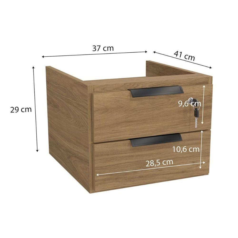 Gaveteiro p/ Escritório Versátil 2001A 2 Gavetas e 1 c/ Chave Itapuã - Kappesberg - 3