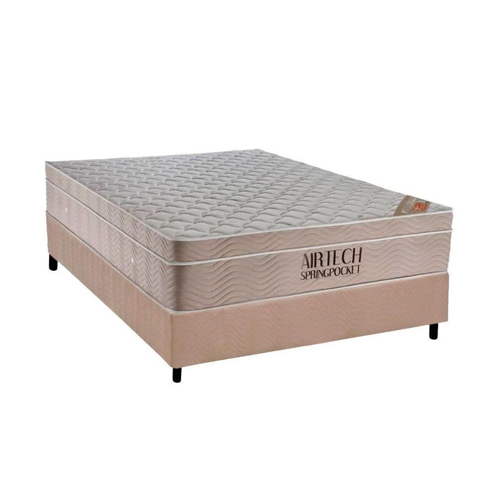 Conjunto Box Casal: Colchão Molas Ortobom SuperPocket Airtech Spring + Base CRC Suede Clean(138x188) - 1