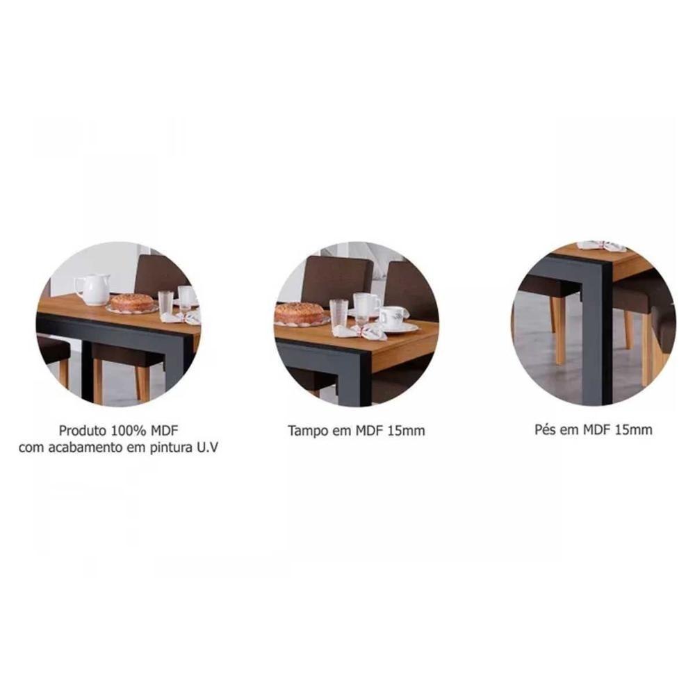 Sala de Jantar Completa Grace c/ Tampo Madeirado 90x90cm e 4 Cadeiras Maia Nature/Suede Gengibre Bege - Cimol - 2