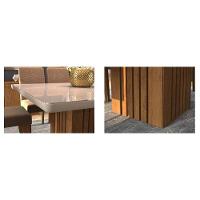 Sala De Jantar Completa Ana Com Tampo Madeirado Com Vidro 130x130cm E 8 Cadeiras Paola Nature-suede Nude Bege - Cimol
