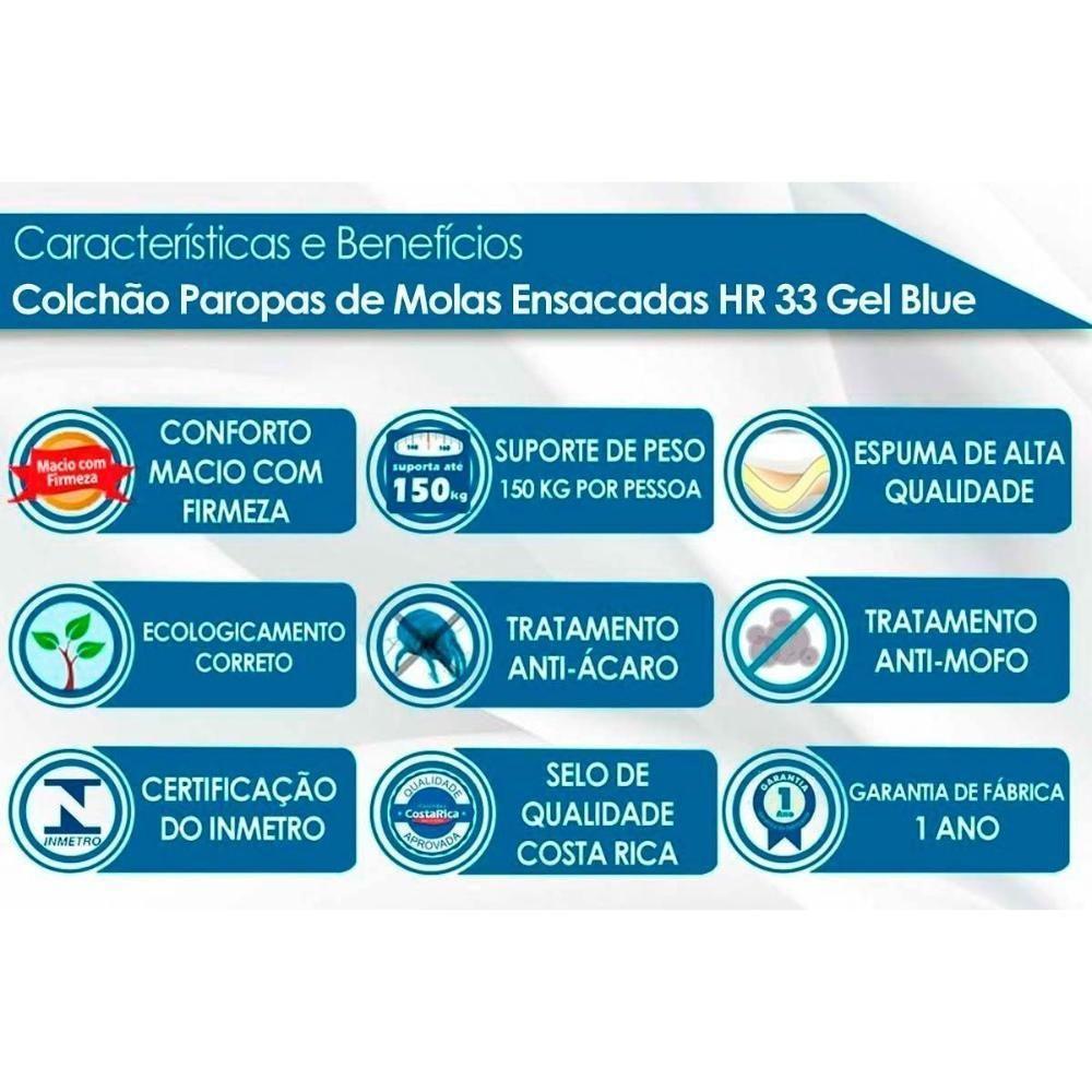 Conjunto Box Solteiro: Colchão Molas Paropas Ensacadas Blue + Base CRC Rústico Black (88x188) - 5