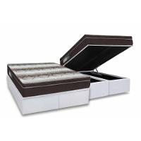 Cama Box Baú Queen: Colchão Ortopédico Ortobom Light + Base CRC Courano White (158x198) - 1