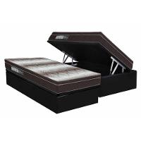 Cama Box Baú Solteiro: Colchão Ortopédico Ortobom Light + Base CRC Suede Black (88x188) - 1