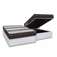 Cama Box Baú Casal: Colchão Ortopédico Ortobom Light + Base CRC Courano White (138x188) - 1