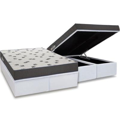 Conjunto Box Baú King: Colchão Espuma Ortobom D33 Light Saúde + Base CRC Courano White (186x198)