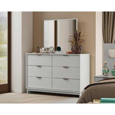 Cômoda De Quarto 1160 com 6 Gavetas com Espelho Branco-courano Branco - Carraro