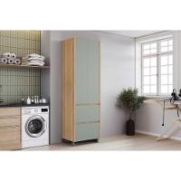 Armário Multiuso Lavanderia Marquesa c/ 2 Portas e 2 Gavetas 70cm Nature/Verde - Nesher - 1