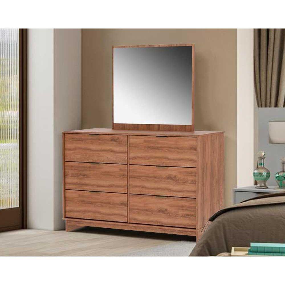 Cômoda Solteiro 1160 c/ 6 Gavetas c/ Espelho Freijo - Carraro - 1