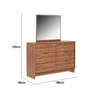 Cômoda Solteiro 1160 c/ 6 Gavetas c/ Espelho Freijo - Carraro - 6