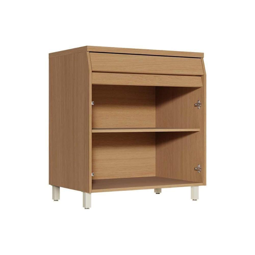 Balcão de Cozinha c/ Tampo Simone Mendes c/ 2 Portas e 1 Gaveta 80cm Carvalho/Cinza - Nesher - 4