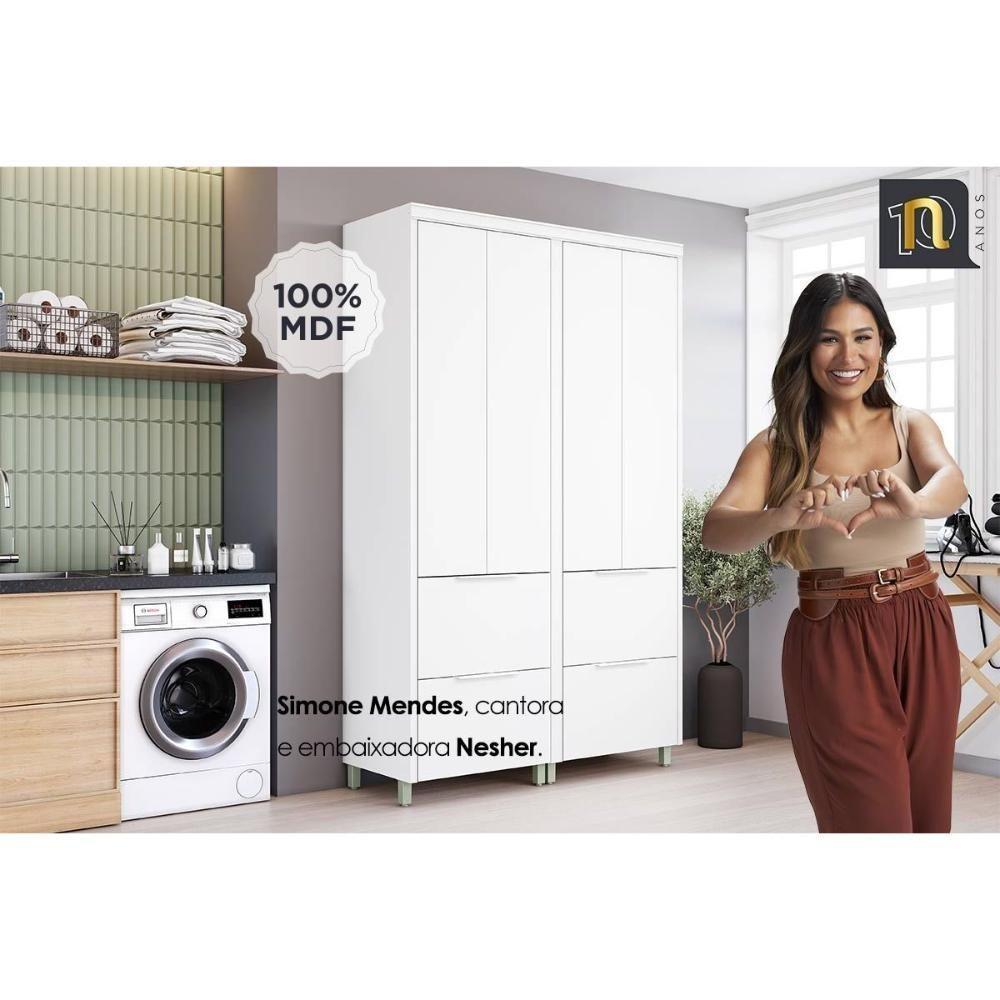 Armário Multiuso Lavanderia Marquesa c/ 4 Portas e 4 Gavetas 140cm Nature/Verde - Nesher - 7