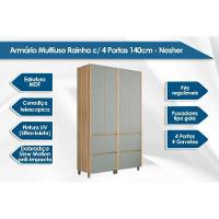 Armário Multiuso Lavanderia Rainha c/ 4 Portas e 4 Gavetas 140cm Branca - Nesher - 2