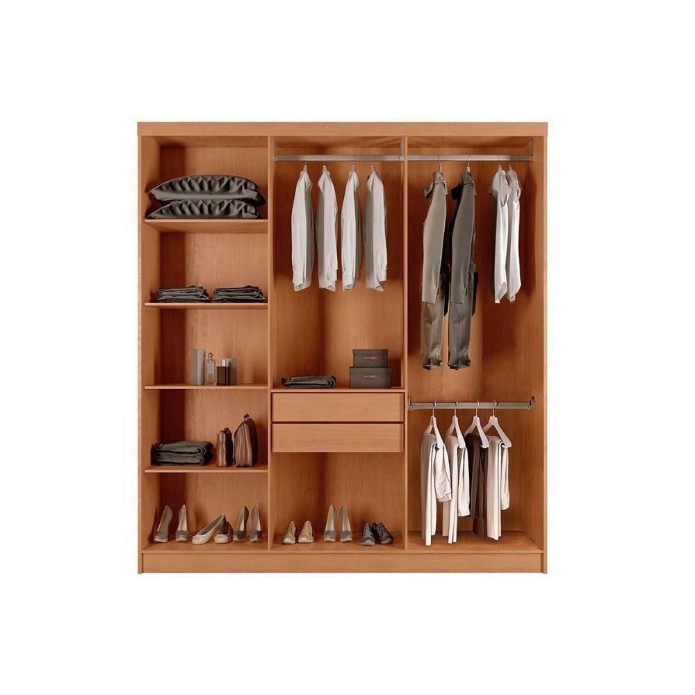 Guarda Roupa Solteiro 6 Portas e 2 Gavetas c/ Pés Cairo Naturale/Grafite - Rufato - 6