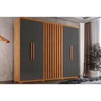 Guarda Roupa Solteiro 6 Portas e 2 Gavetas c/ Pés Cairo Naturale/Grafite - Rufato - 1