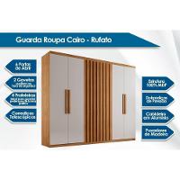 Guarda Roupa Solteiro 6 Portas e 2 Gavetas c/ Pés Cairo Naturale/Grafite - Rufato - 9