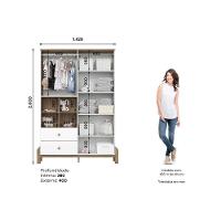 Guarda Roupa Infantil 4 Portas e 2 Gavetas Ternura Branco/Jequitiba - Henn - 6