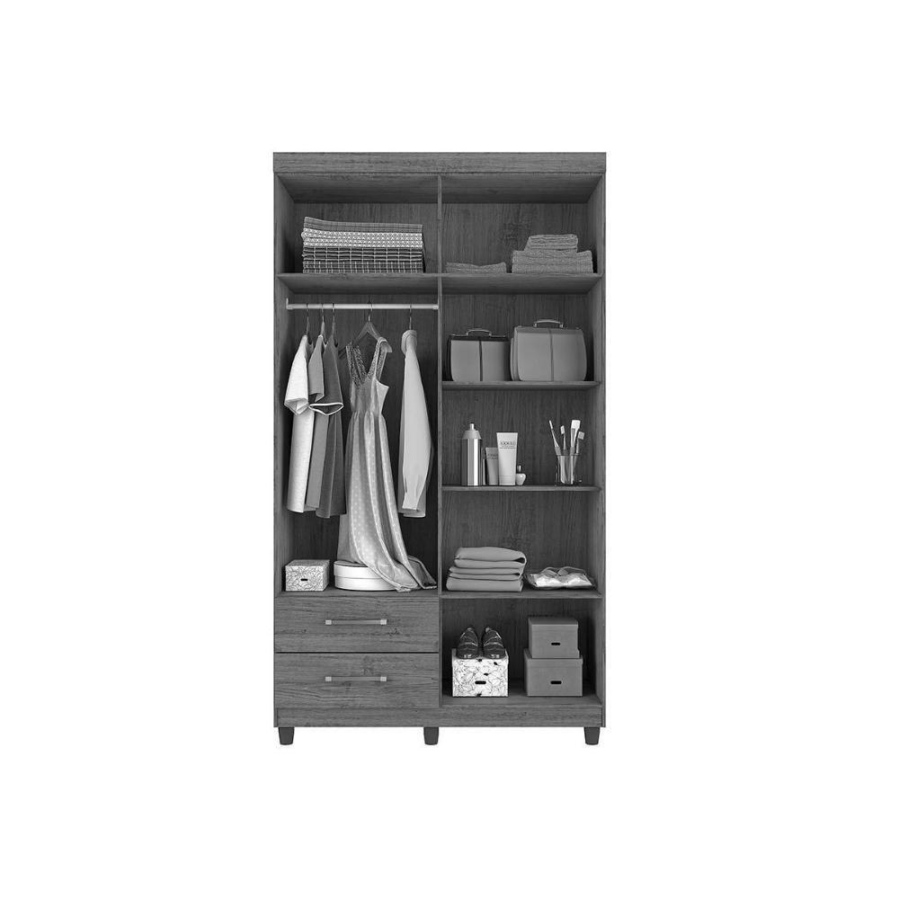 Guarda Roupa Solteiro 4 Portas e 2 Gavetas Canadá Plus Cacau - Conquista - 3