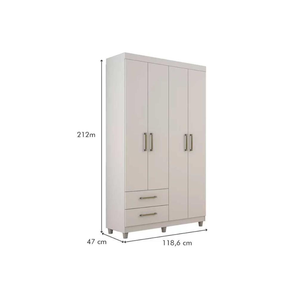 Guarda Roupa Solteiro 4 Portas e 2 Gavetas Canadá Plus Cacau - Conquista - 4