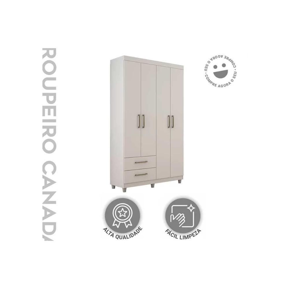 Guarda Roupa Solteiro 4 Portas e 2 Gavetas Canadá Plus Cacau - Conquista - 5