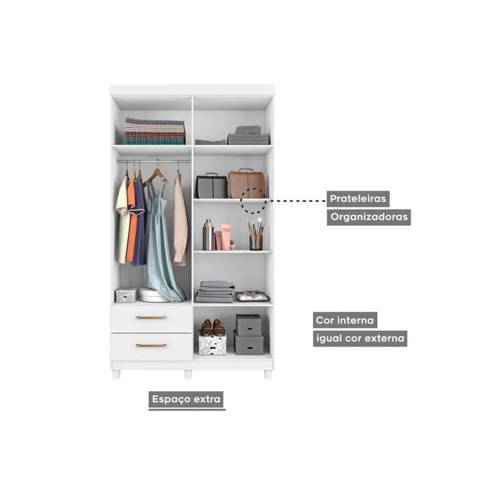 Guarda Roupa Solteiro 4 Portas e 2 Gavetas Canadá Plus Cacau - Conquista - 6