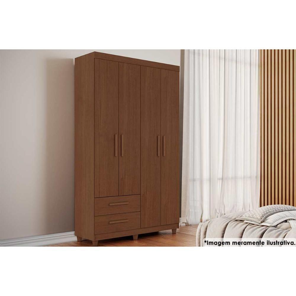 Guarda Roupa Solteiro 4 Portas e 2 Gavetas Canadá Plus Cacau - Conquista - 10