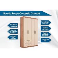 Guarda Roupa Solteiro 4 Portas e 2 Gavetas Canadá Plus Cacau - Conquista - 9