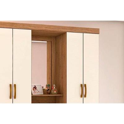 Guarda Roupa Solteiro Briz B24 4 Portas de Abrir 3 Gavetas Branco-Rosa Henn