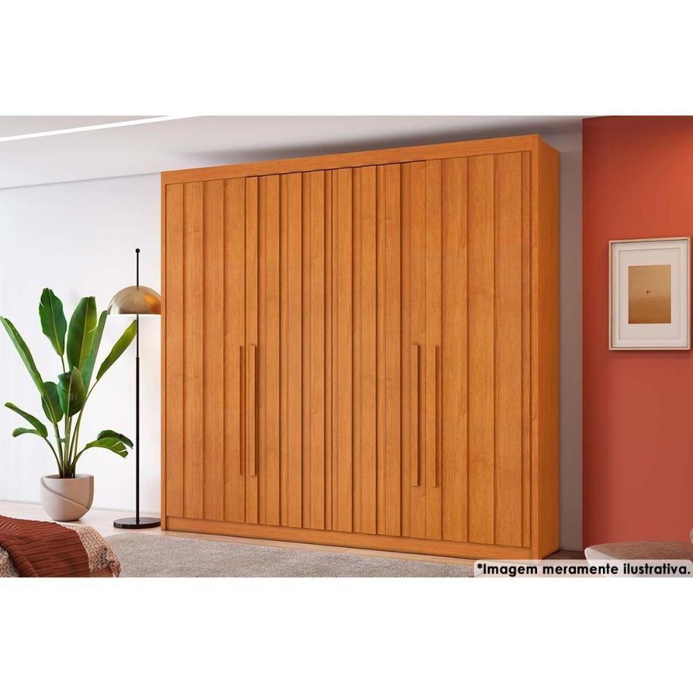 Guarda Roupa Solteiro 4 Portas Ripadas e 4 Gavetas Grécia Cinamomo - Conquista - 1