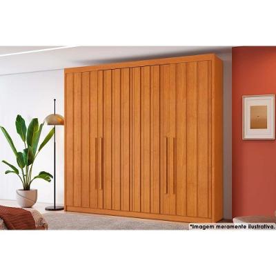 Guarda Roupa Solteiro Grécia 4 Portas de Bater 4 Gavetas Cinamomo MDF
