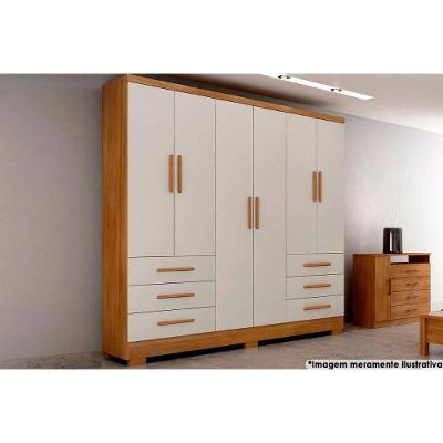 Guarda Roupa Solteiro Encant Berlim 6 Portas de Bater 6 Gavetas Cumaru-Fendi MDP
