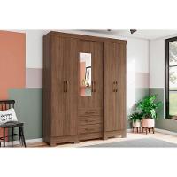 Guarda Roupa Solteiro 6 Portas e 3 Gavetas c/ Espelho Briz B23 Castanho - Henn - 1