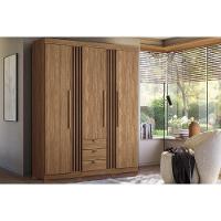 Guarda Roupa Solteiro 3 Portas 3 Gavetas c/ Pés 3.3 Aurora Jatoba - Santos Andirá - 1