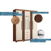 Guarda Roupa Solteiro 3 Portas 3 Gavetas c/ Pés 3.3 Aurora Jatoba - Santos Andirá - 8