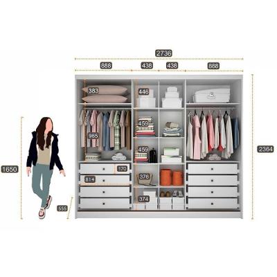 Guarda Roupa Solteiro Sollo-logan 3 Portas de Correr 8 Gavetas Freijo Cumaru c- Fendi MDF